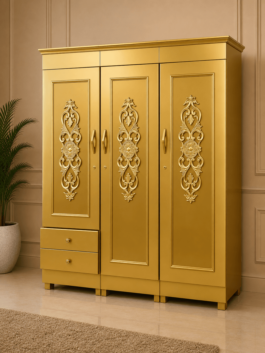 Premium Jahez Set (Deco Polish) — 3-door wardrobe