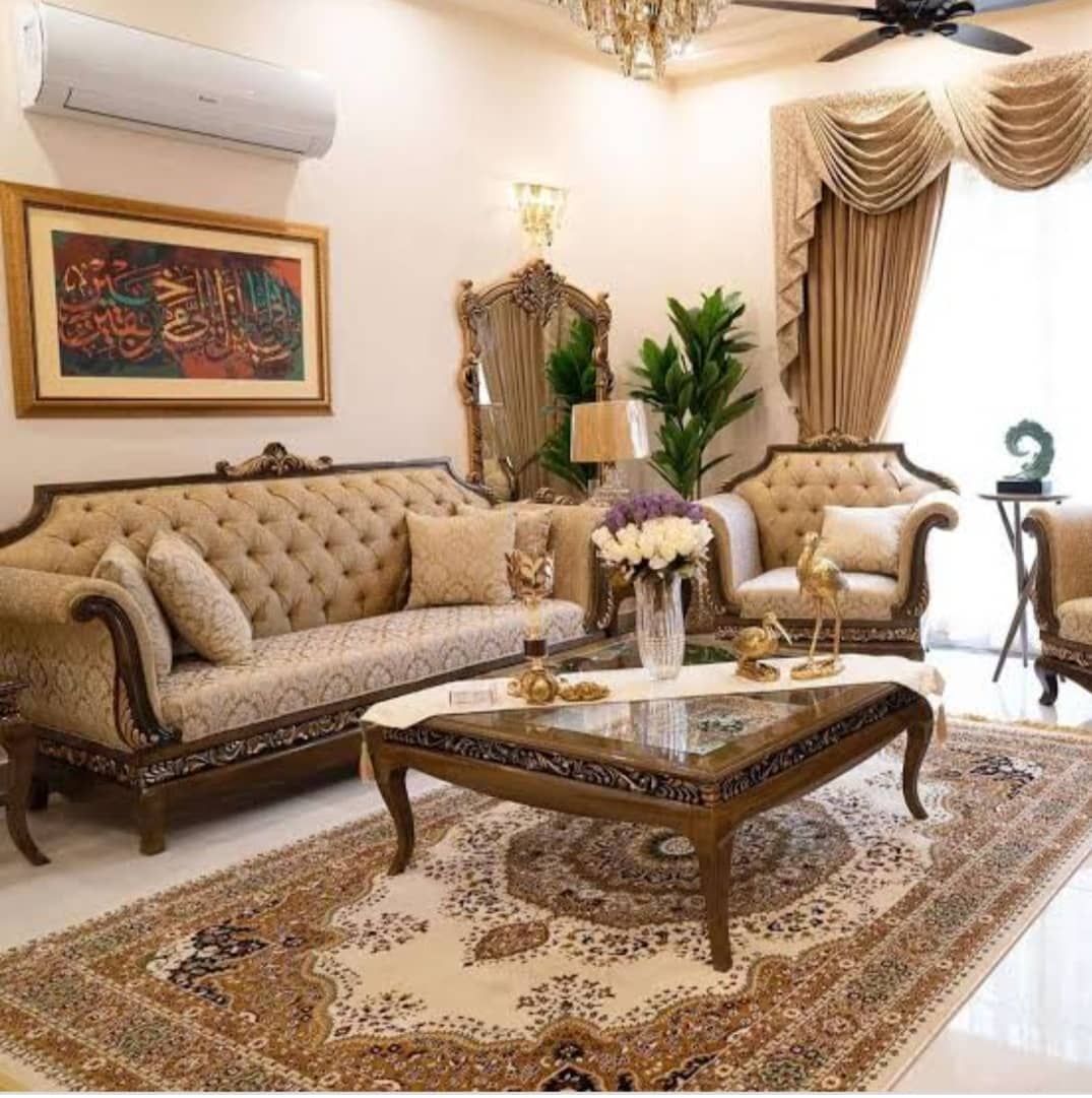 Victoria style Sofa 5-Seater Victoria Style Sofa in Sheesham Wood — Sofa Collection | Alfalah Furniture Rawalpindi