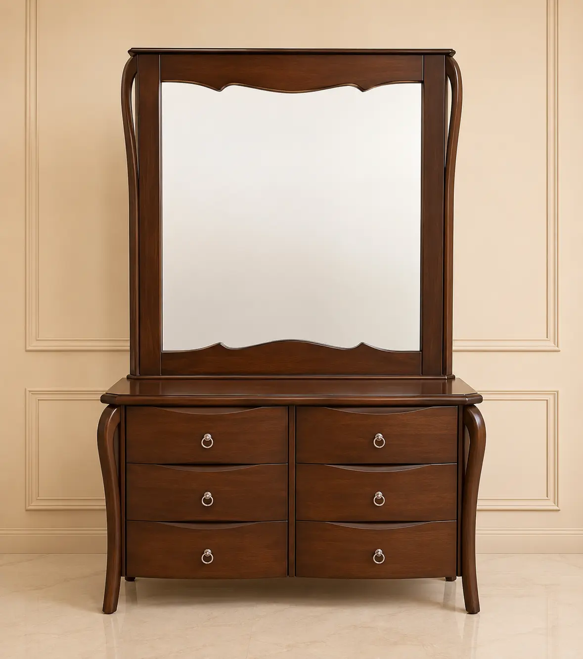 Simple Sheesham Sleigh Bedroom Set with Chester Dressing Frame — Beds | Alfalah Furniture Rawalpindi