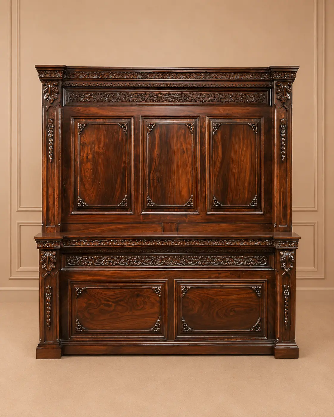 Victorian Carved High Gloss Sheesham Bedroom Set — Beds | Alfalah Furniture Rawalpindi