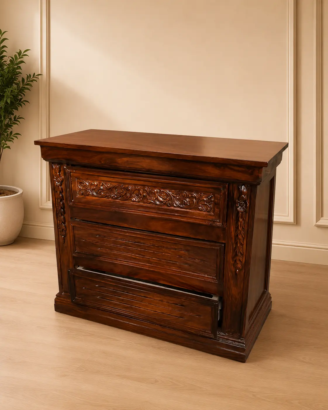 Victorian Carved High Gloss Sheesham Bedroom Set — Beds | Alfalah Furniture Rawalpindi