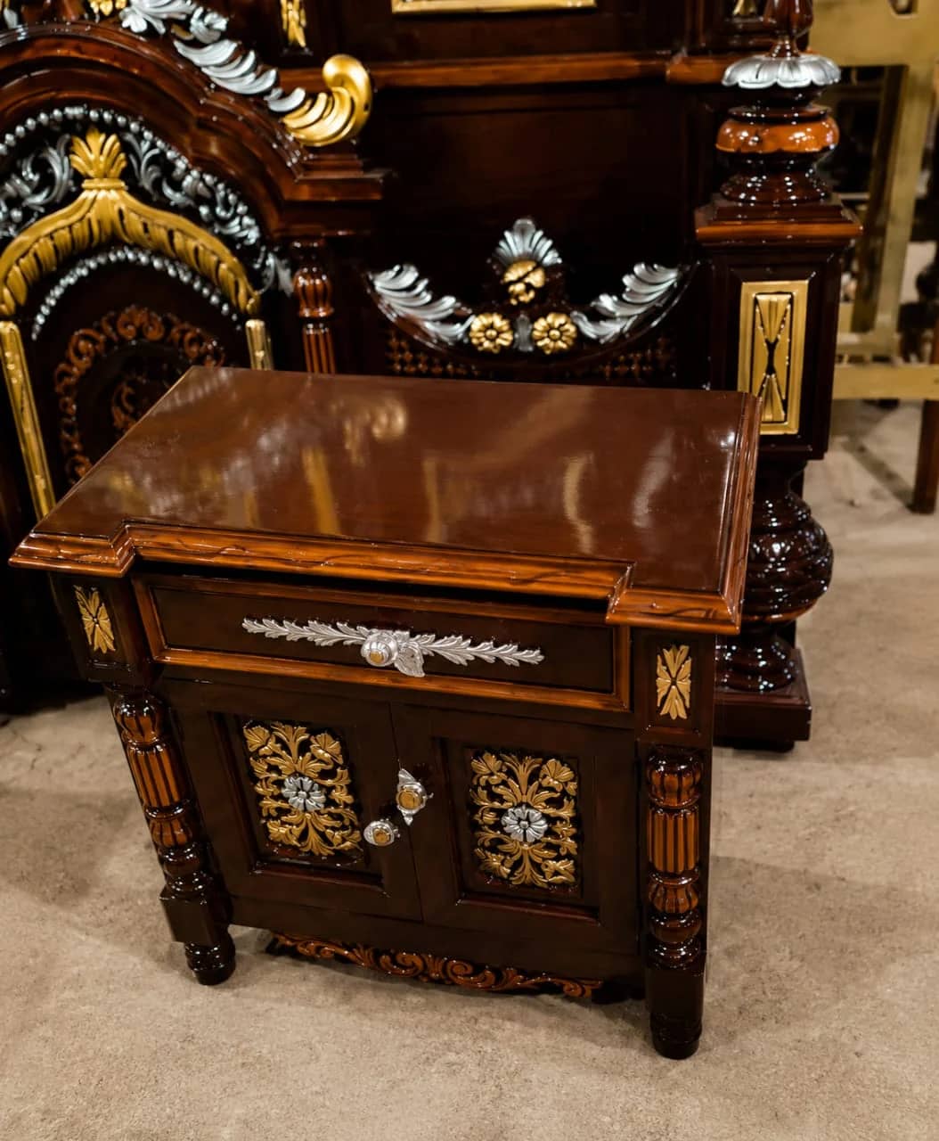 Maharaja Dual Tone Carved Sheesham 2 Piece Bedroom Set — Beds | Alfalah Furniture Rawalpindi