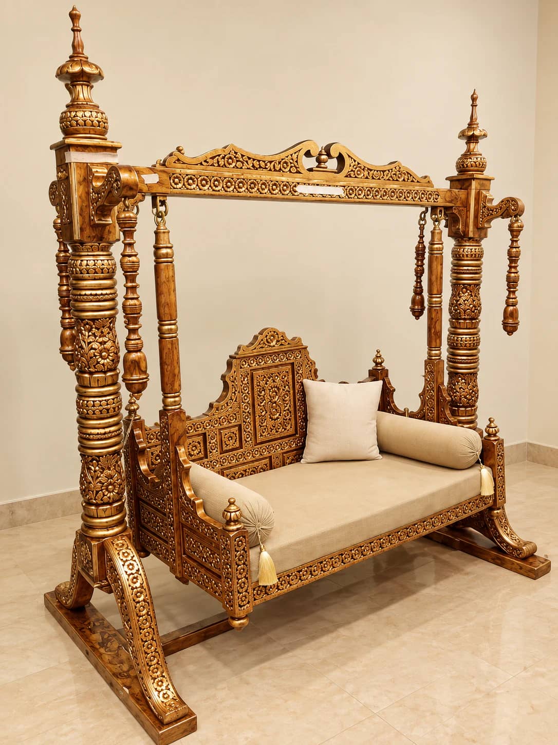 Maharaja Royal Sheesham Wooden Jhoola with Stand — Wooden Jhoolas | Alfalah Furniture Rawalpindi