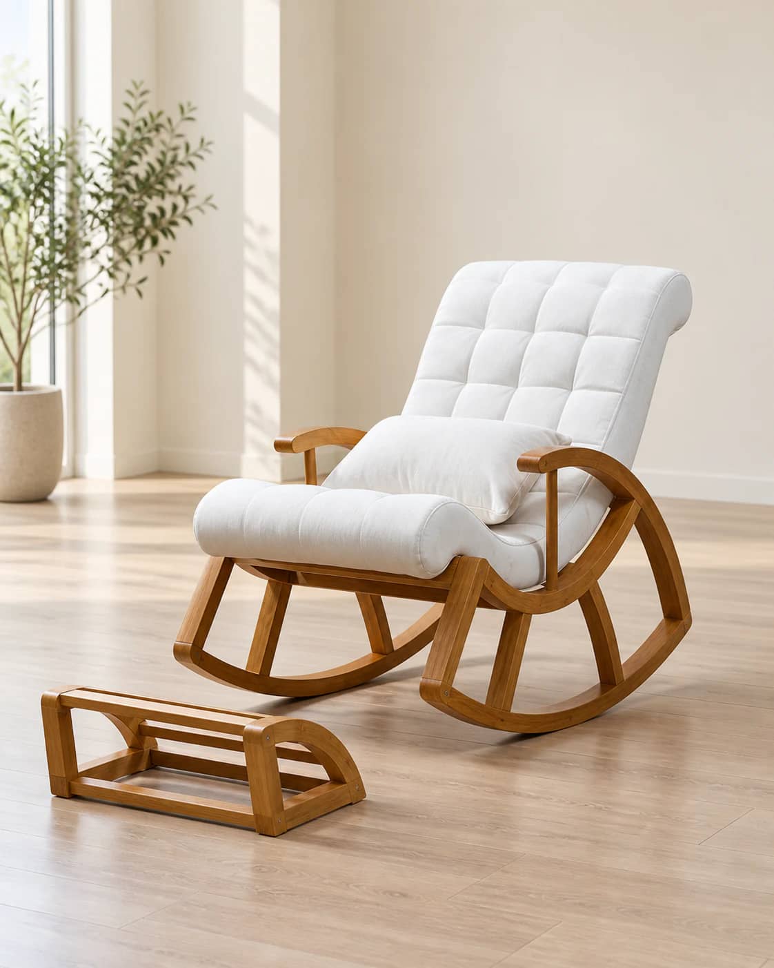 Cloud Relax Sheesham Wooden Rocking Chair with Footrest — Wooden Jhoolas | Alfalah Furniture Rawalpindi
